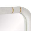 White ricestone rectangular mirror with brass inlays