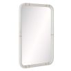 White ricestone rectangular mirror with brass inlays