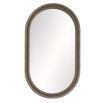 Grey leather and suede capsule-shaped mirror
