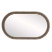 Grey leather and suede capsule-shaped mirror