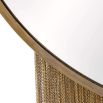 Playful mirror with iron frame and skirt made of fine brass metal chains