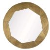 Mid-century style mirror with antique brass and concentric line detailing