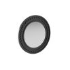 Round mirror with bronze clad dimensional frame highlights