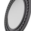Round mirror with bronze clad dimensional frame highlights