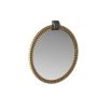 Circular mirror with boldly ribbed textural exterior 