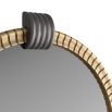 Circular mirror with boldly ribbed textural exterior 