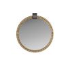 Circular mirror with boldly ribbed textural exterior 