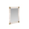 Rectangular mirror wrapped in ivory vellum accented with brass corners