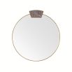 Slim round mirror with jewellery like detail at its top