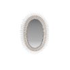 Starburst rattan oval mirror in white-stained wood 