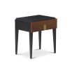 Beverly Bedside Table – Brown Wood & Hammered Brass
