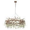Mesmerising chandelier composed of green glass drops and gold frame