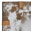 Rectangular wall mirror with distressed gold design