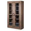 Large wooden cabinet with glass fronted doors