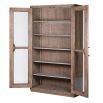 Large wooden cabinet with glass fronted doors