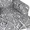 Glamorous black and white armchair featuring print pattern and mix matching legs