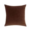 A rich red cushion with a soft velvet finish, linen reverse and feather insert