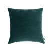 A tasteful teal cushion with a luxurious soft velvet cover, linen reverse and feather insert