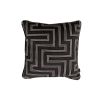 A luxury labyrinth style cushion with a black velvet cover 