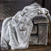 Luxurious satin light grey faux fur throw