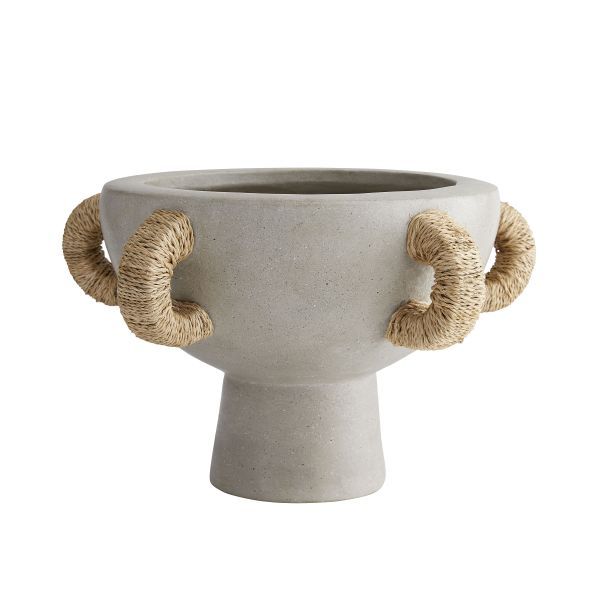 Raised centerpiece bowl with woven handles