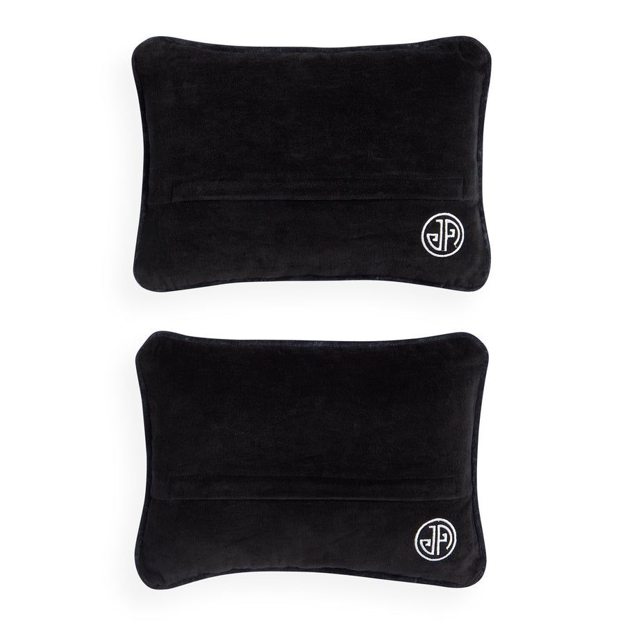 Black and white cushion set one reading bonne other reading nuit