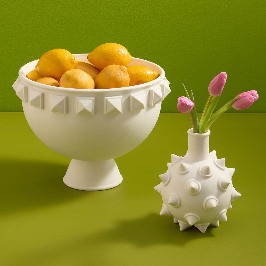 White porcelain vase with stud design