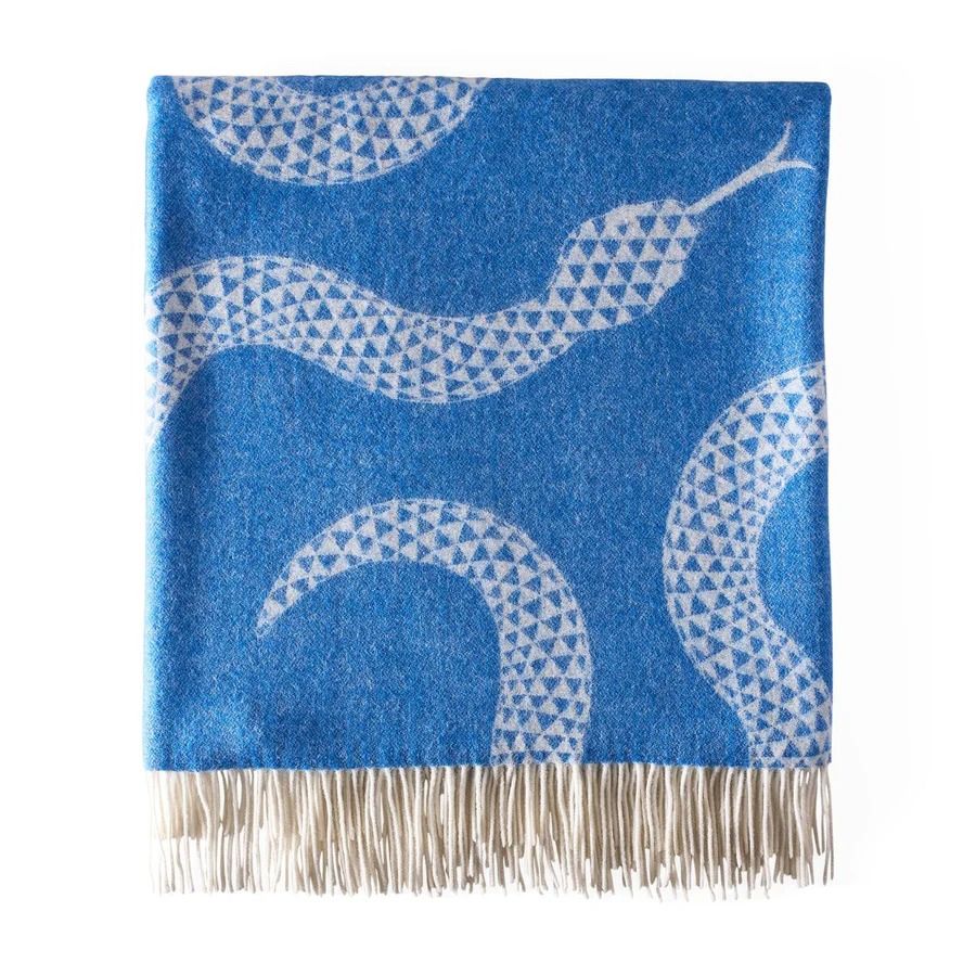 Eden Merino Wool Throw - Blue