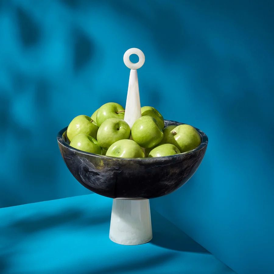 Como Black & White Finial Bowl