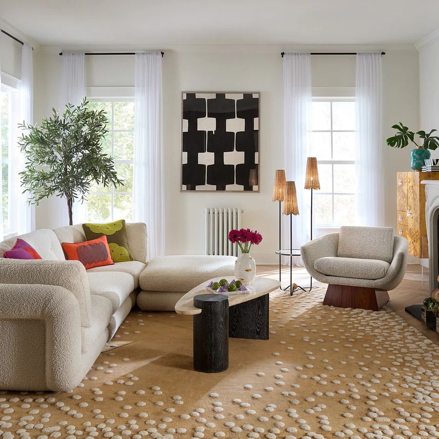 Oeuf Travertine Cocktail Table