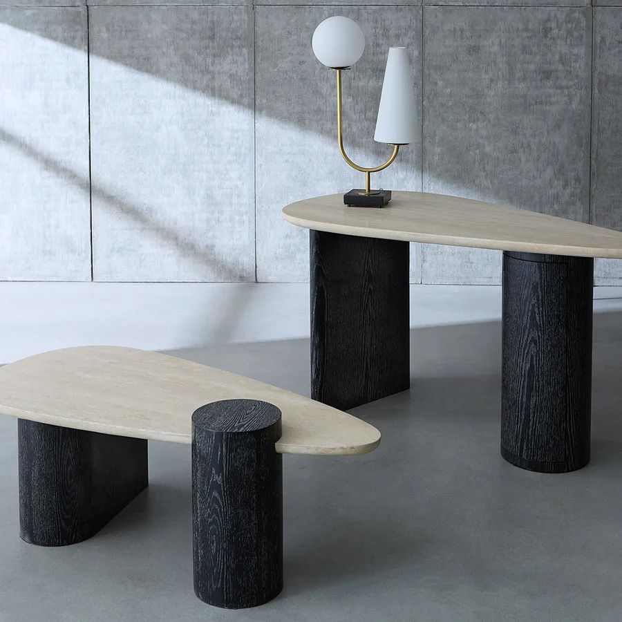 Oeuf Travertine Cocktail Table