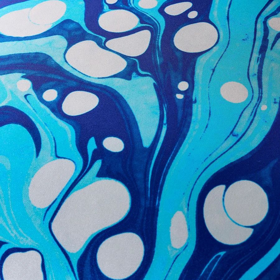 Marbleized Blue Silk Cushion