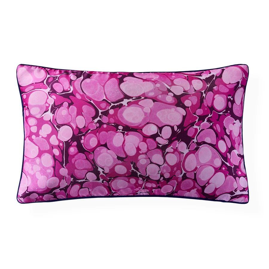 Marbleized Fuchsia Silk Cushion
