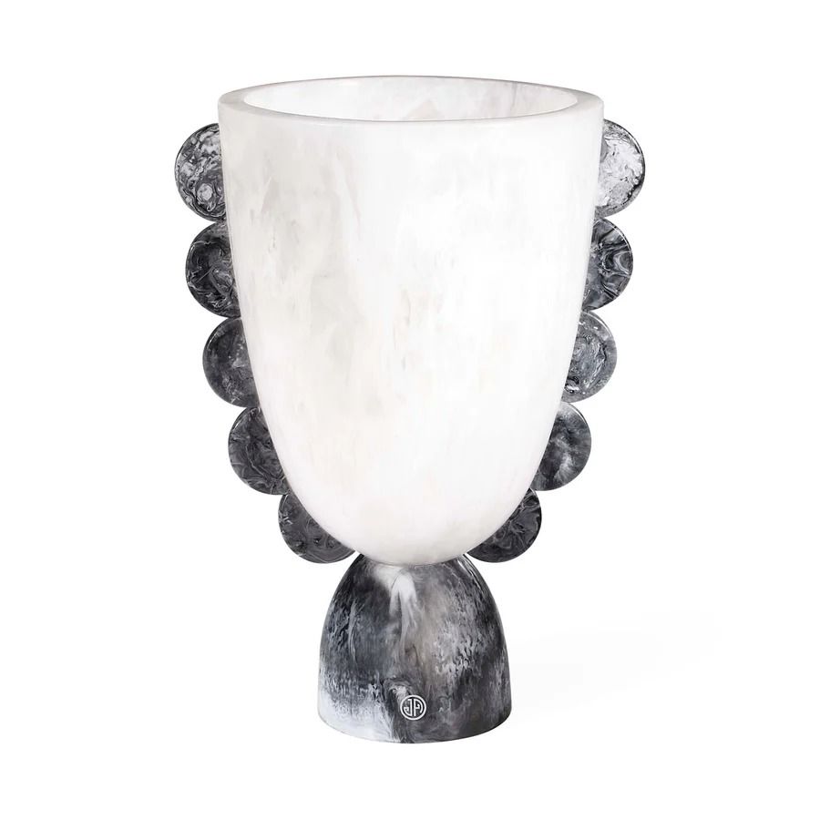 Shop the Como Scalloped Urn in stylish black and white. Perfect for adding elegance to your home or garden décor. A timeless decorative piece!