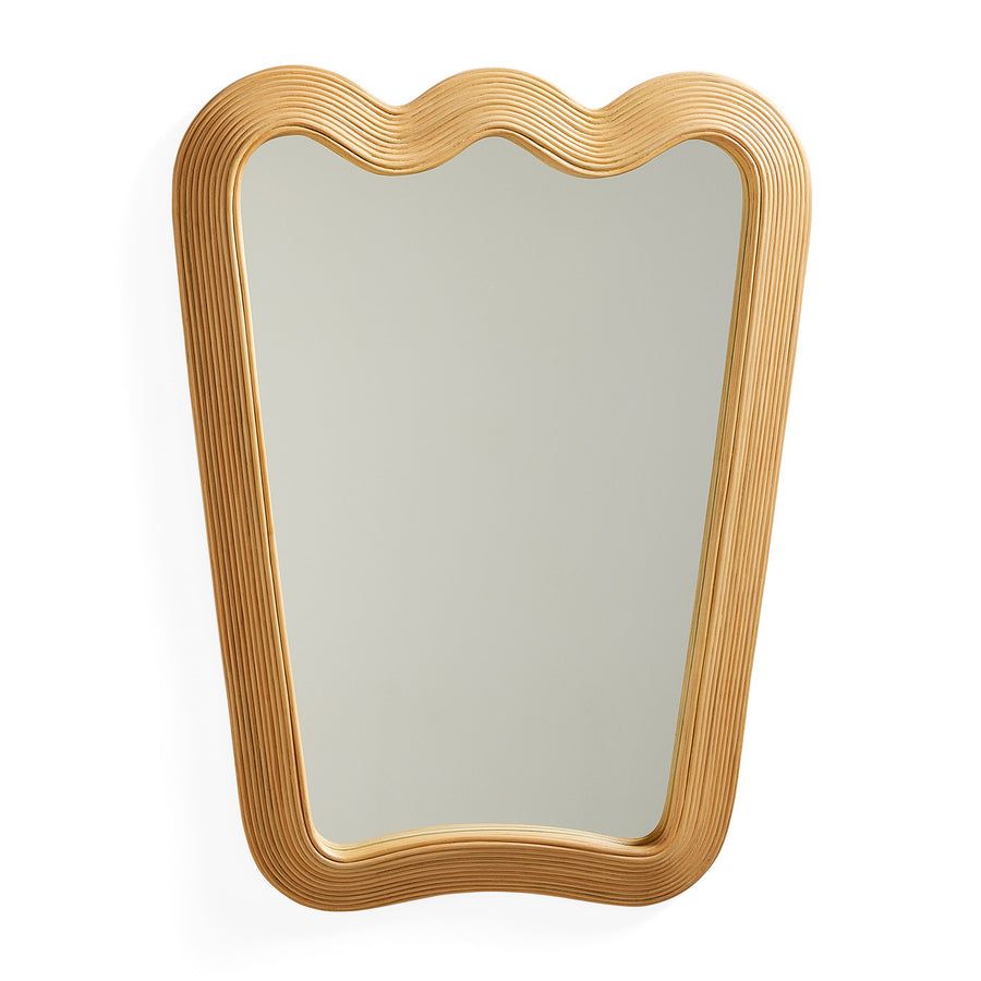 Mirror with wooden rippled frame