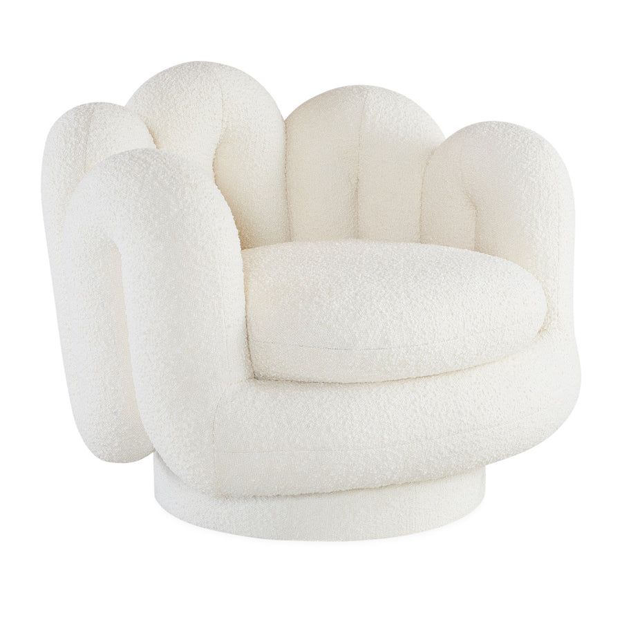 Soft cream chair cradled by tube