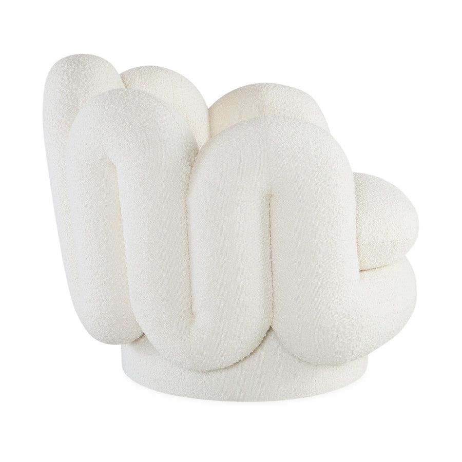 Soft cream chair cradled by tube