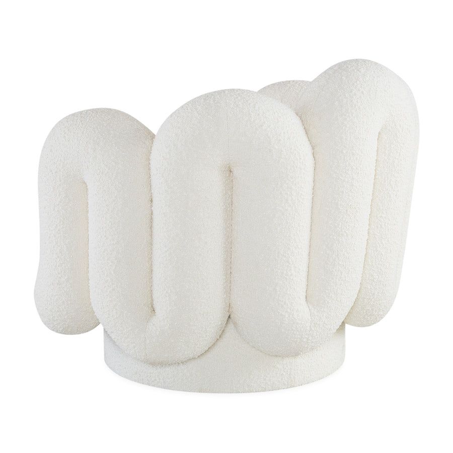 Soft cream chair cradled by tube