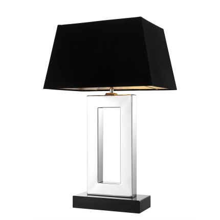 Chic marble base table lamp with black velvet shade