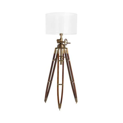 French antique style brown floor lamp with white shade
