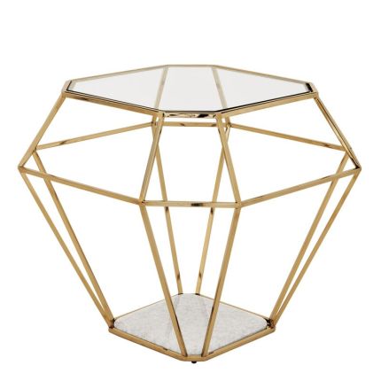 Modern gold frame glass side table