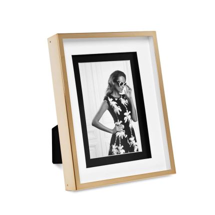 A gorgeous deep framed picture frame with a rose gold finish