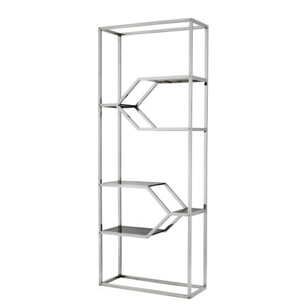 Stylish stainless steel framed cabinet with smoked glass shelves