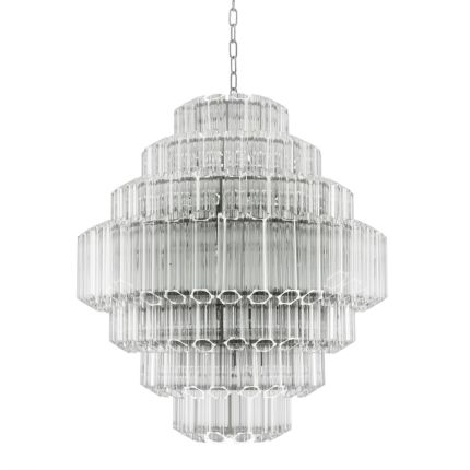 Structural, gold glass tube detail chandelier - Large