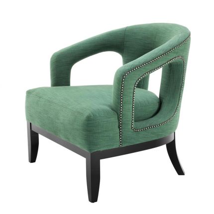 Designer green and black occasional chair with studding