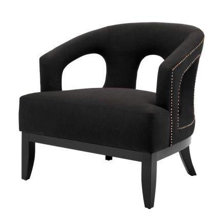 Designer luxury black occasional chair with studding