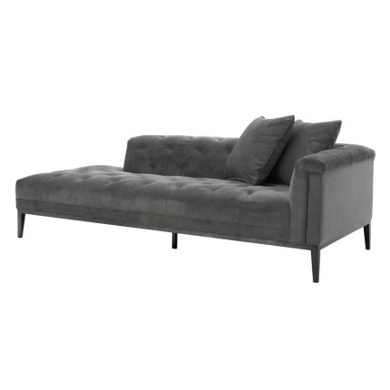 Luxury traditional design granite grey lounge sofa with deep buttoning