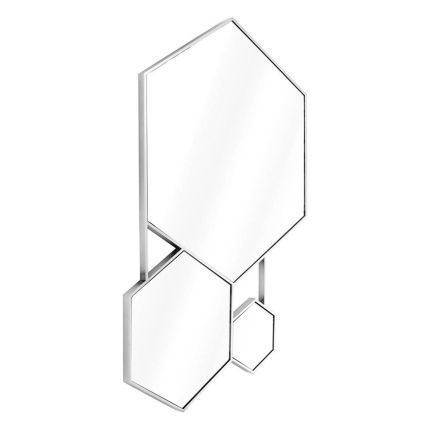 Geometric hexagonal shape mirror with silver edges