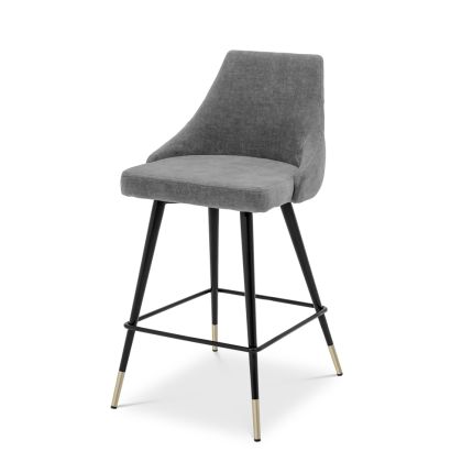 Modern vintage grey velvet bar stool by Eichholtz