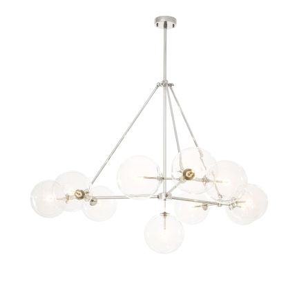 A striking chandelier by Eichholtz with spherical lamp shades and a nickel finish 